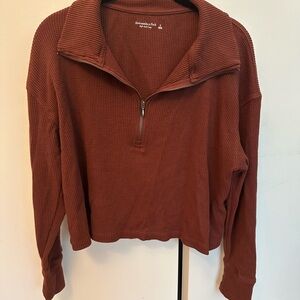 Abercrombie Women's Brown Quarter-Zip Sweater
